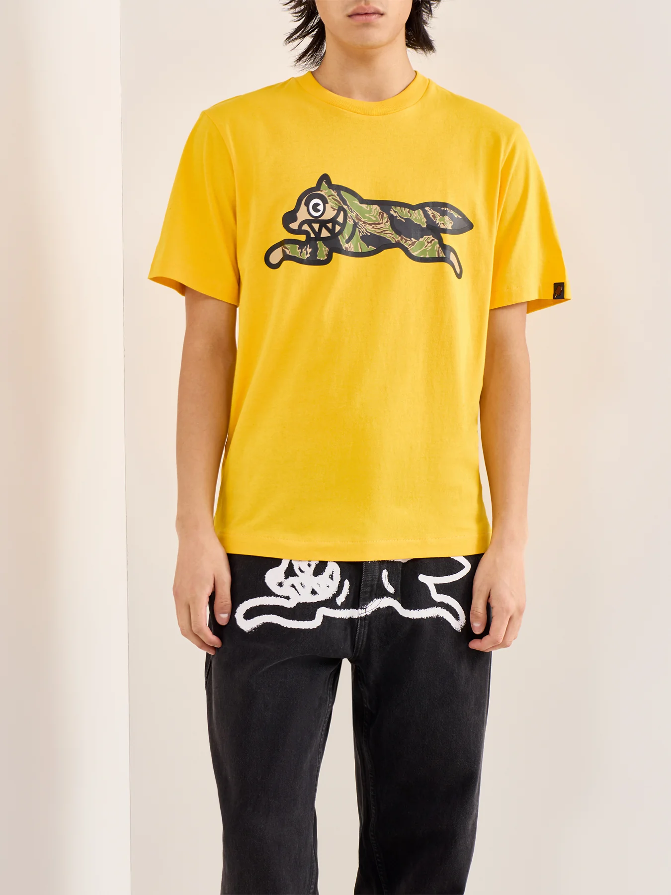 Tiger Stripe Running Dog T-Shirt Yellow - Image 4