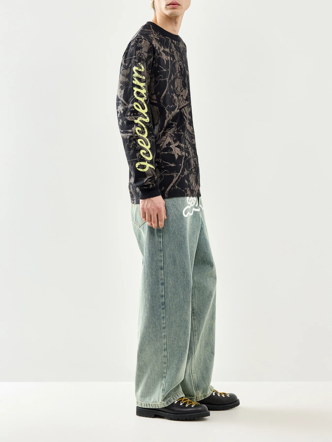 Tree Camo Long Sleeve T-Shirt Black - Image 2