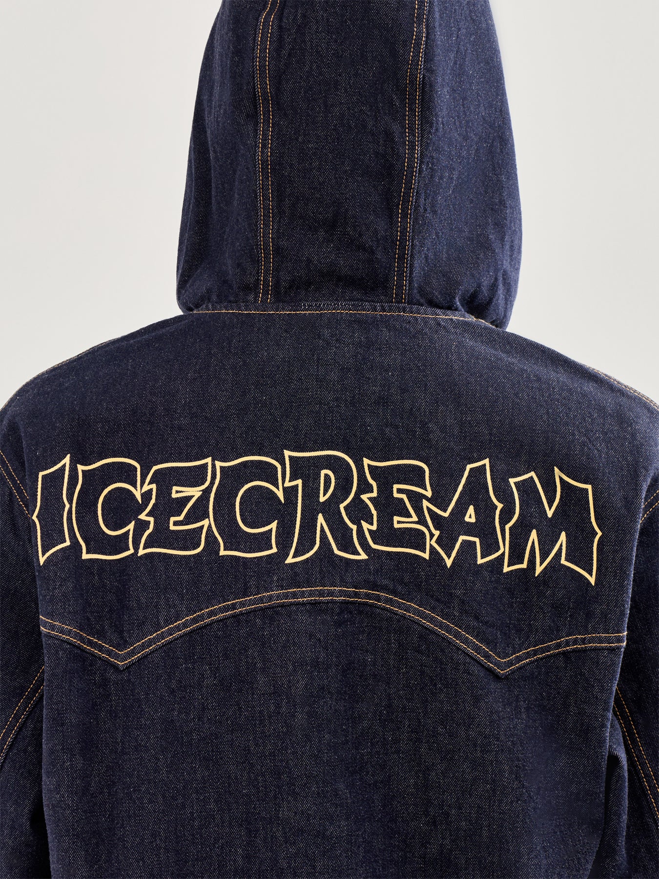Western Panelled Zip Through Denim Jacket Indigo - Image 3