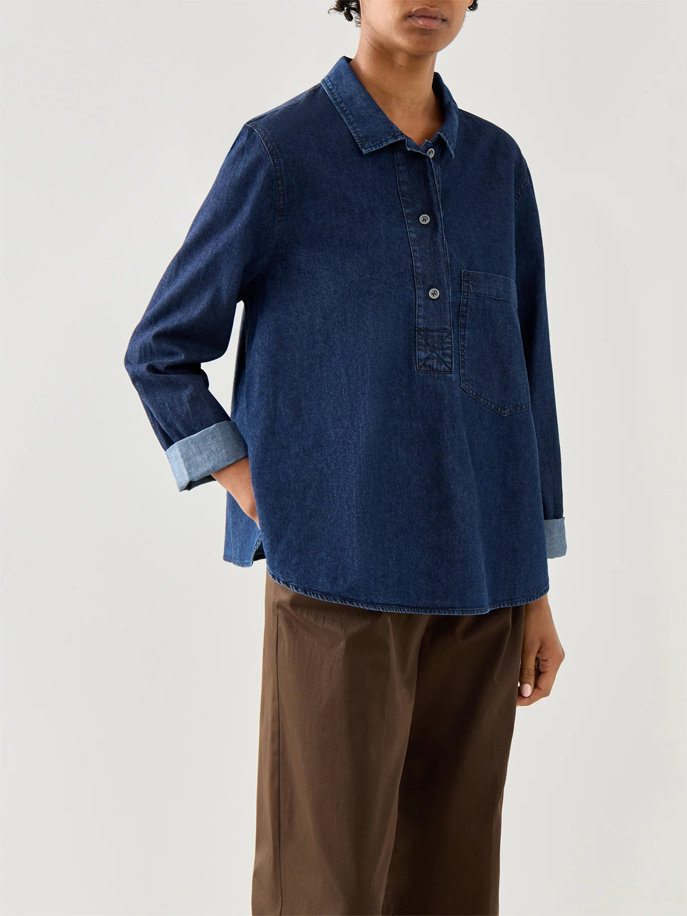 Bluse 506 Wash Shirt Long Sleeves Blue - Image 4