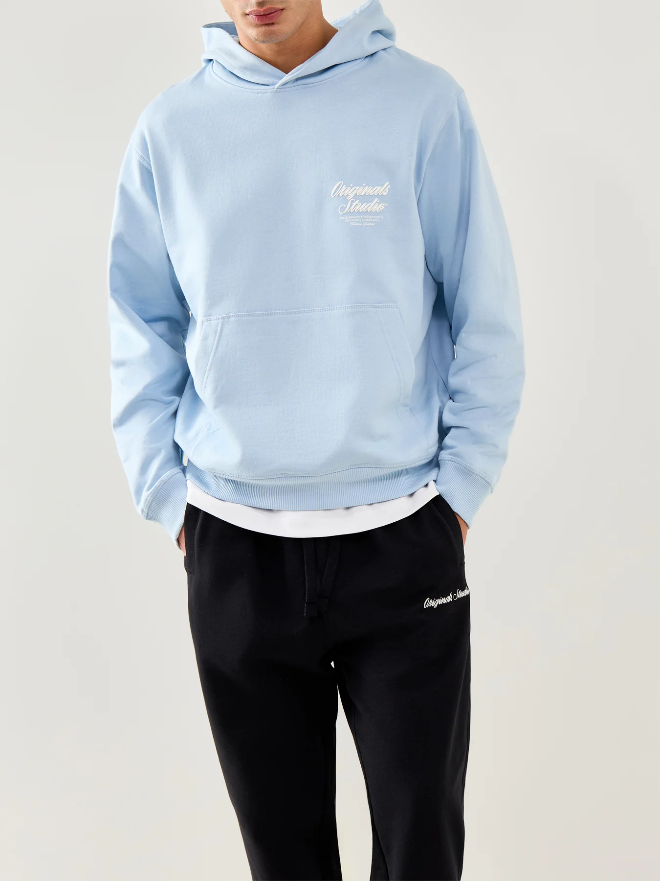 Typo Back Sweat Hoodie Blue - Image 4