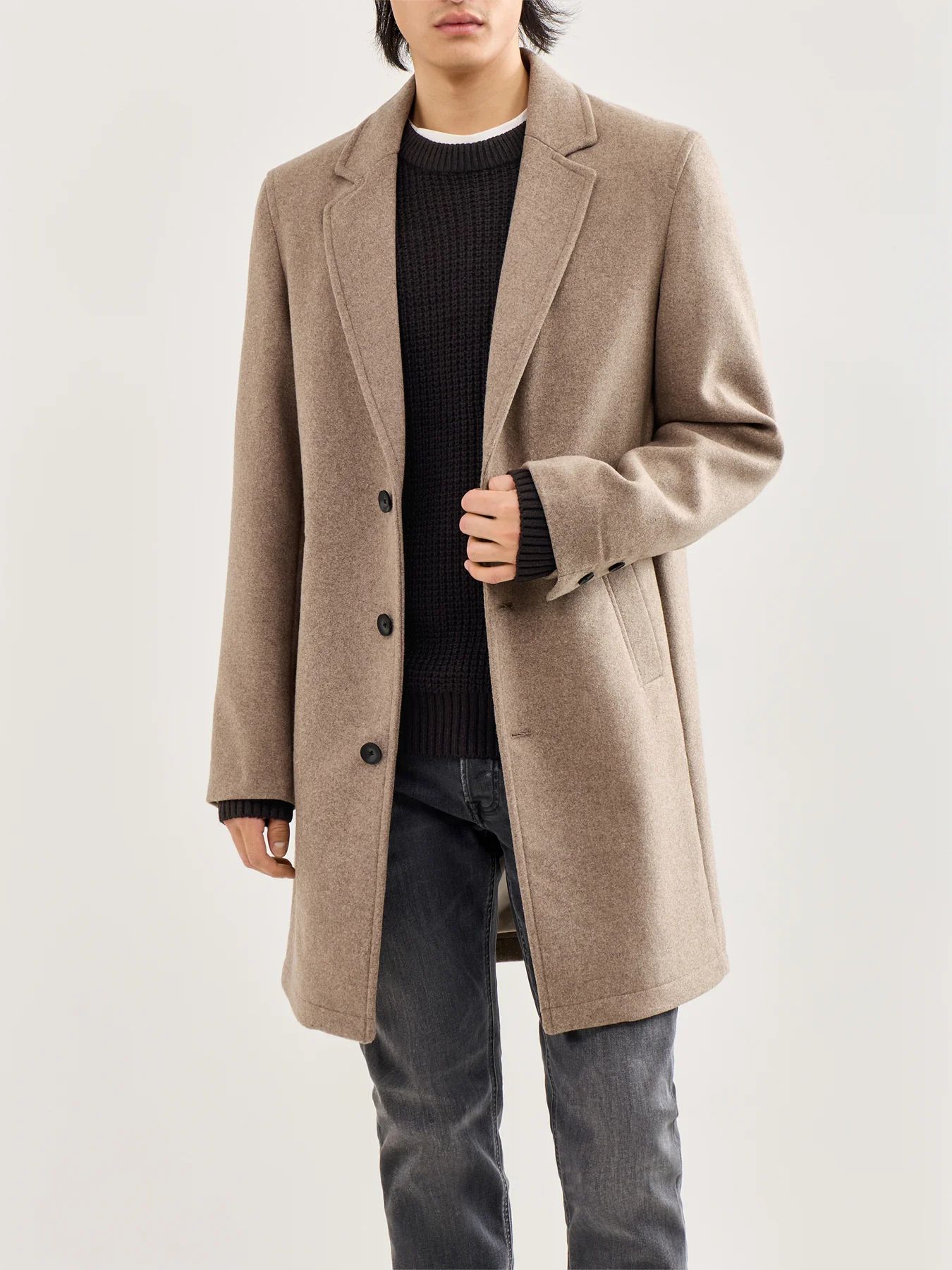 Wool Blend Overcoat Beige - Image 4