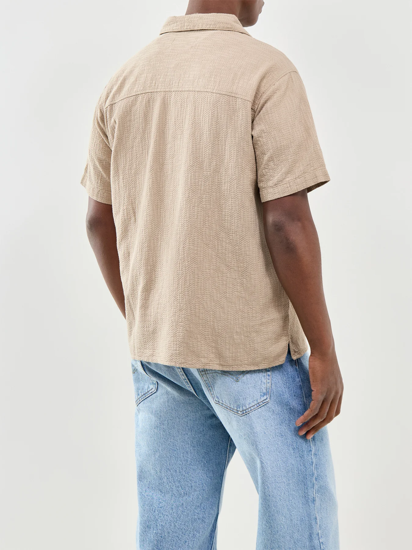Montauk Wavy Texture Short Sleeve Shirt Beige - Image 5