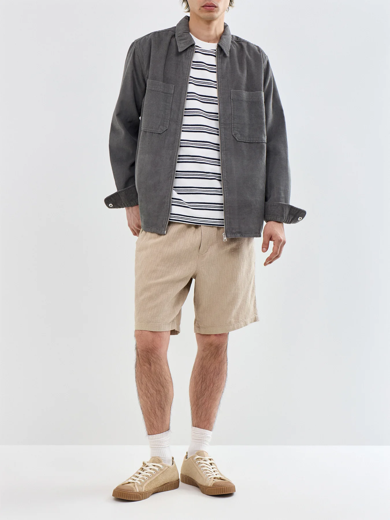 Jaiden Wavy Sweat Shorts Beige - Image 2