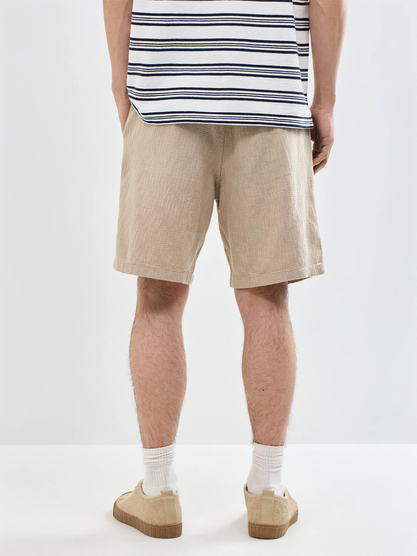 Jaiden Wavy Sweat Shorts Beige - Image 5