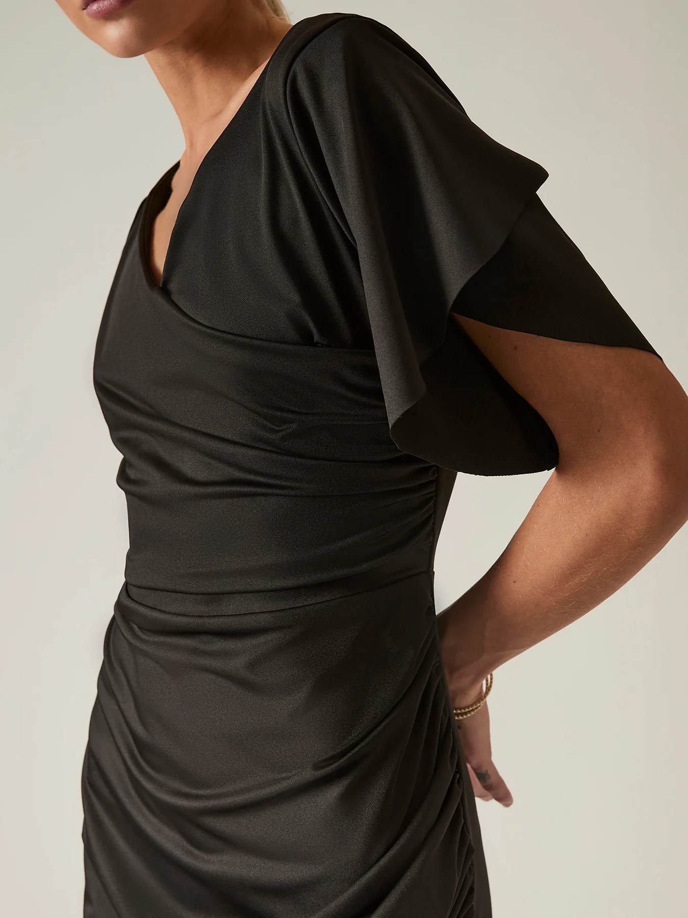 Gathered Maxi Dress Black - Image 3
