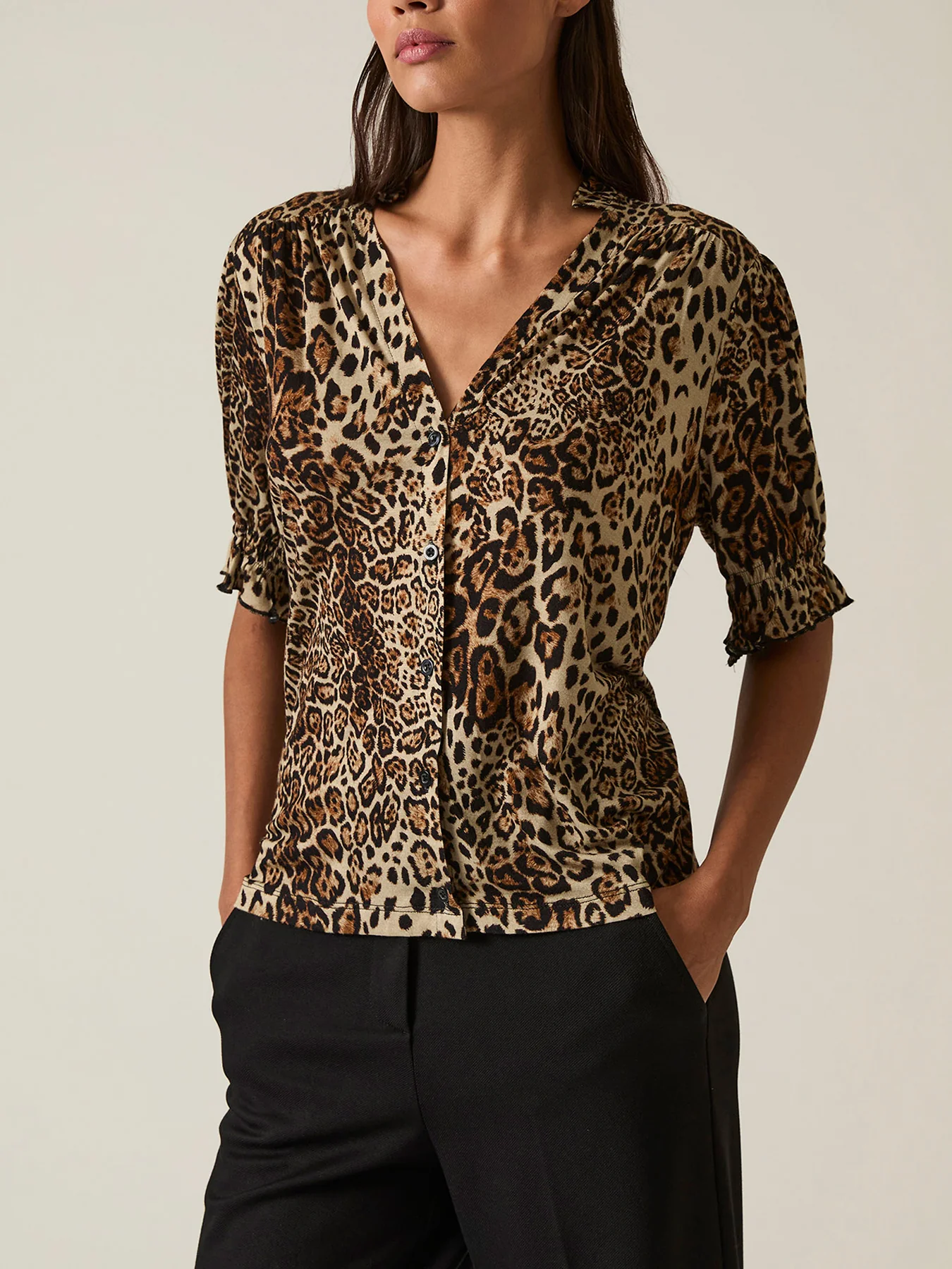 Leopard Print Blouse Brown - Image 3