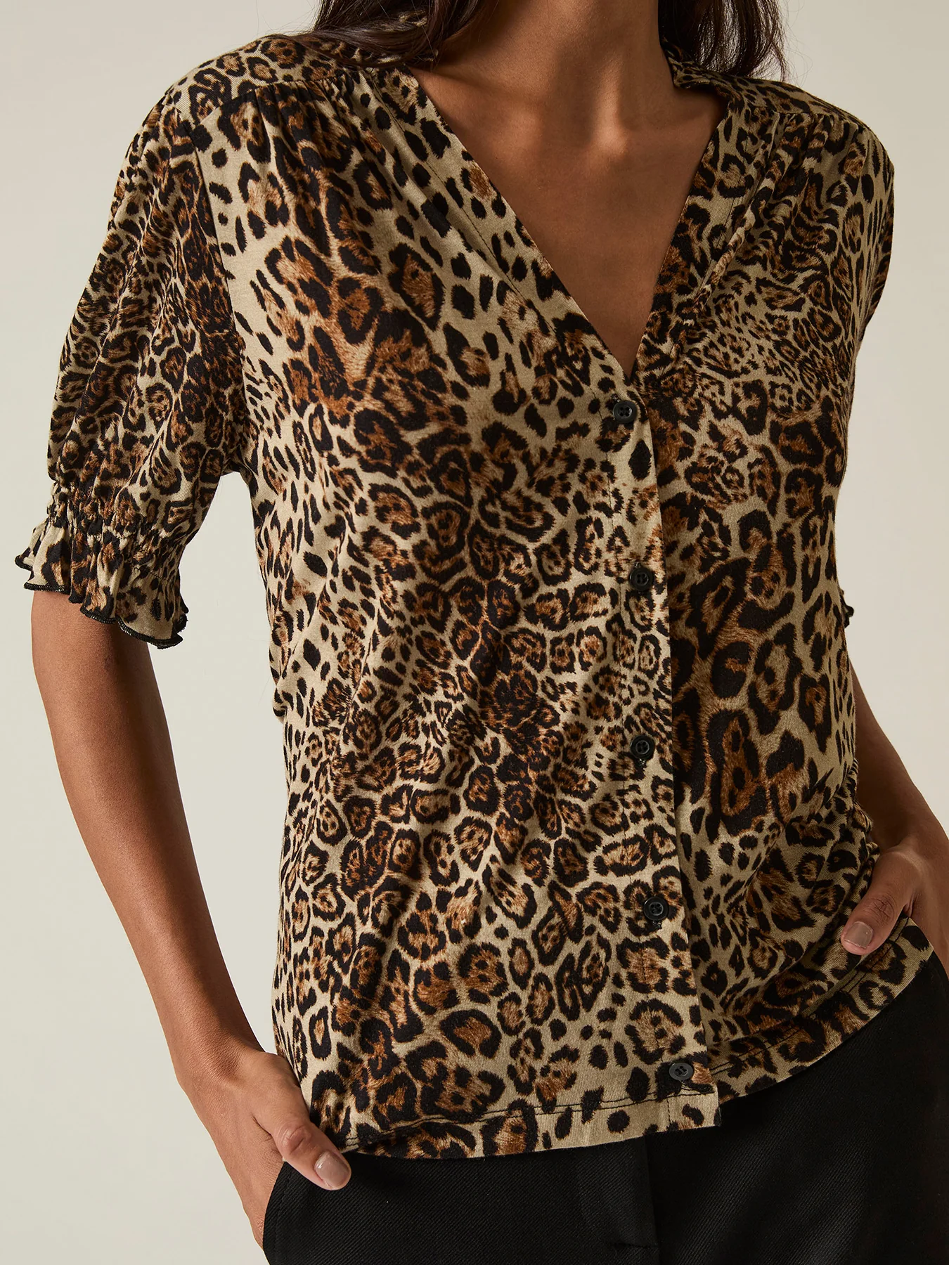 Leopard Print Blouse Brown - Image 5