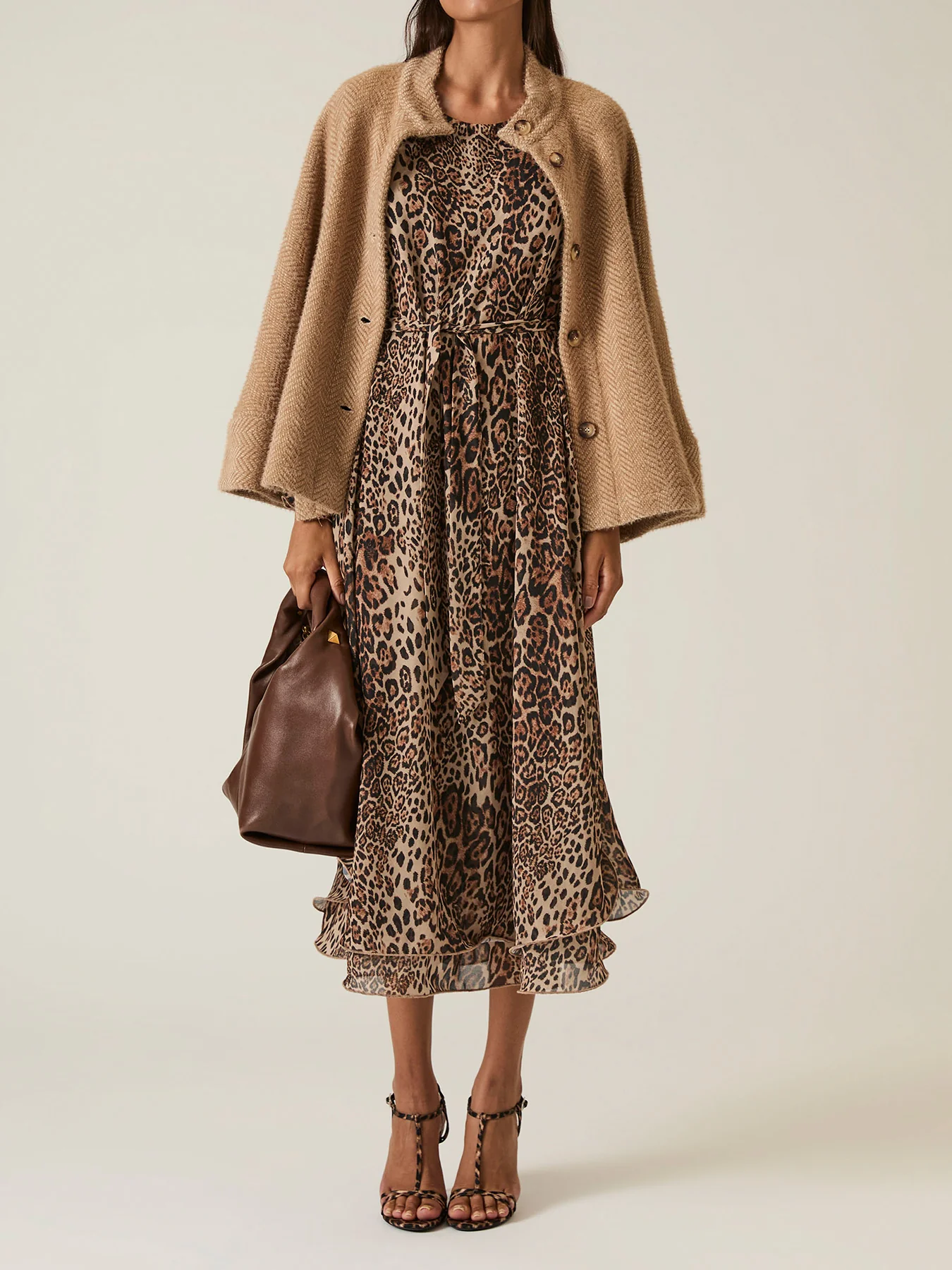 Leopard Wave Hem Maxi Dress Brown - Image 2
