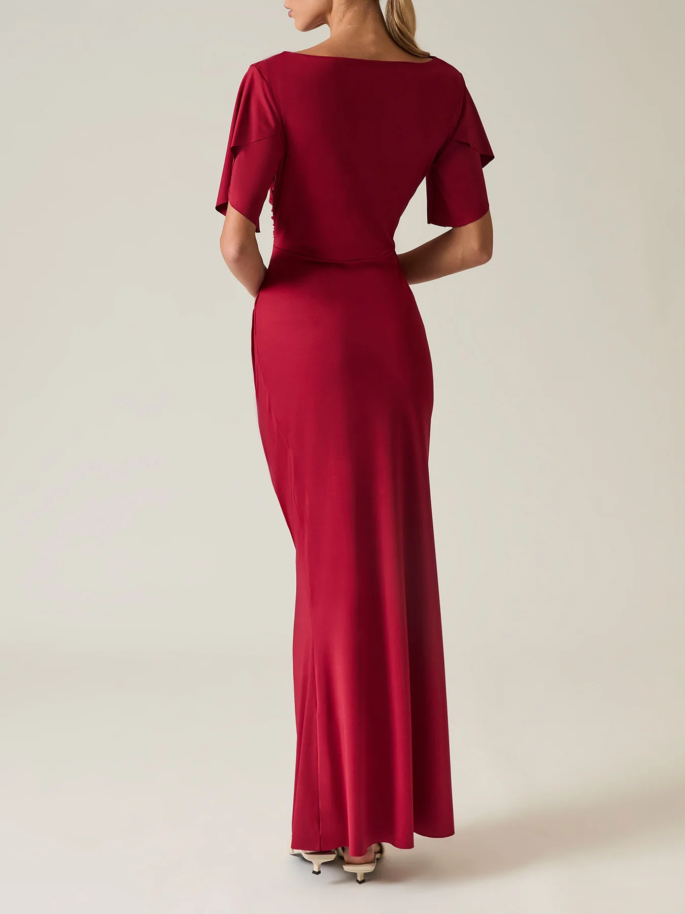 Gathered Maxi Dress Red - Image 5
