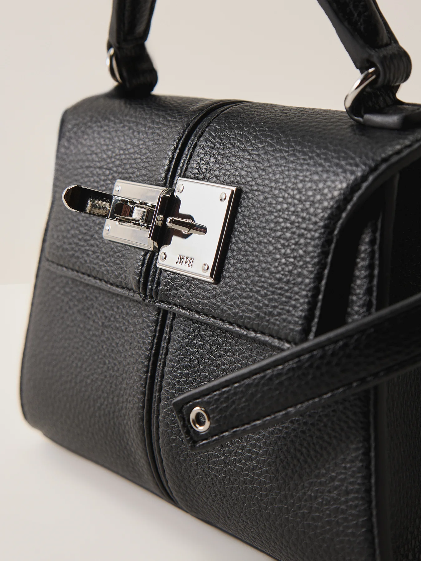 Elise Large Top Handle Vegan Leather Bag Black - Image 5