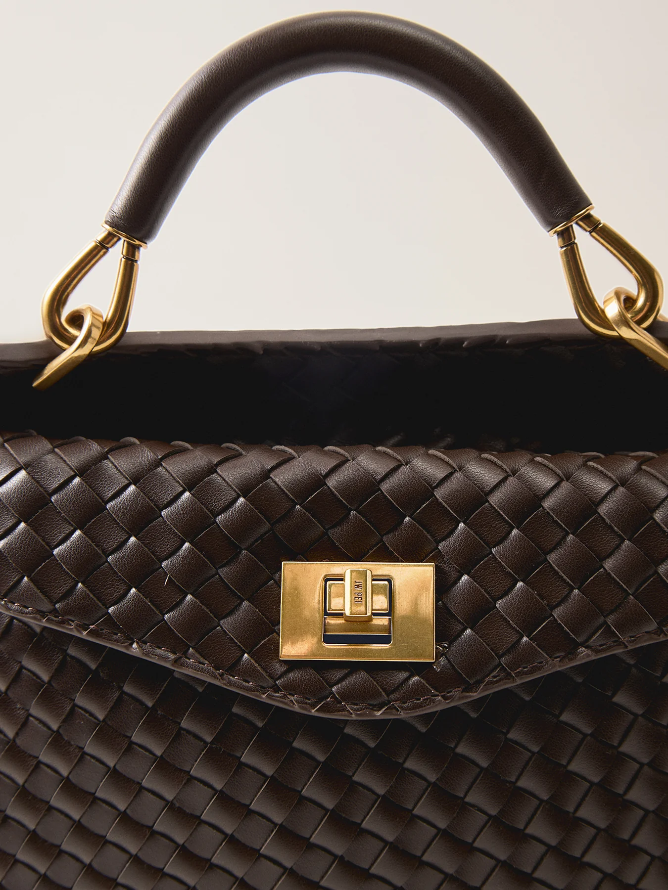 Lucia Classic Top Handle Woven Bag Cream - Image 5