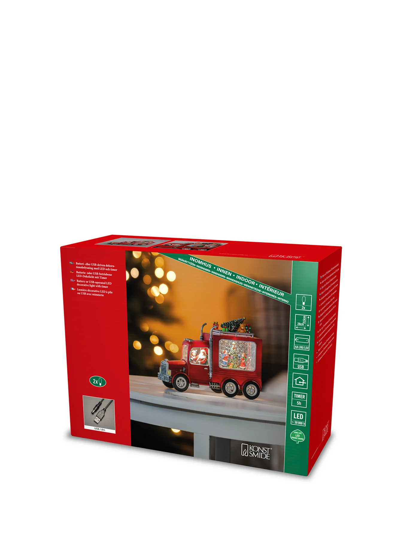 Water Lantern 3xAA Santa's Truck Warm White LED 5Hrs Timer - Image 2