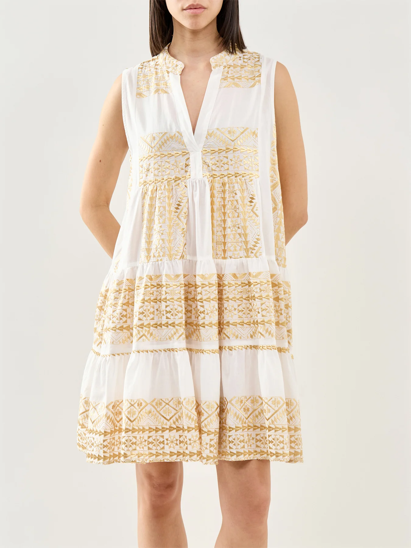 Triangle Sleeveless Mini Dress White - Image 4