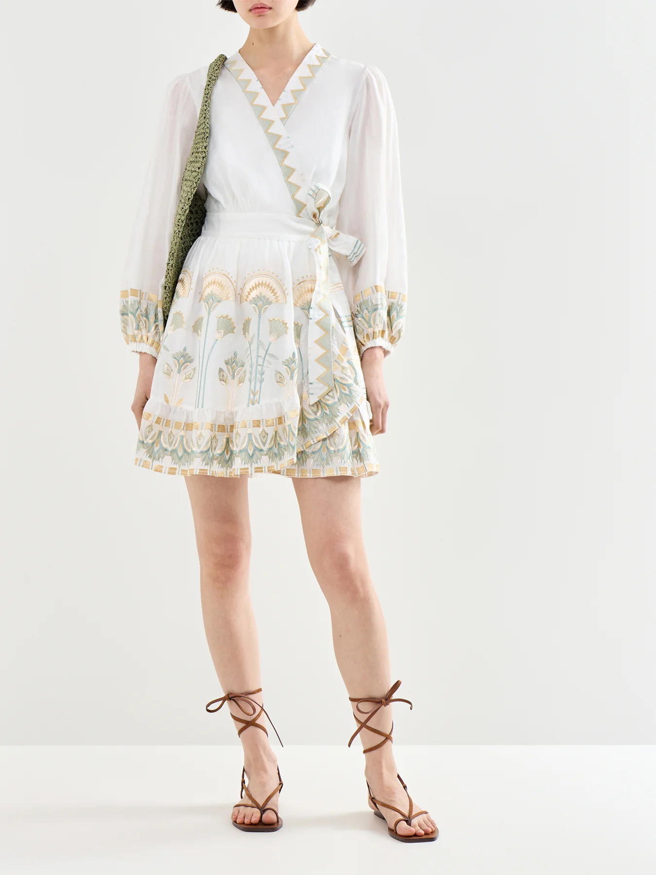 Papyrus Mini Wrap Dress White - Image 2