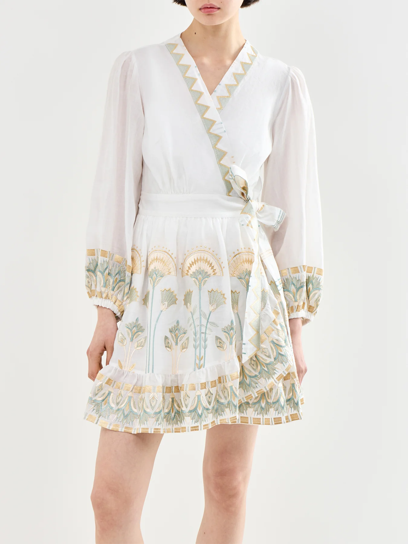 Papyrus Mini Wrap Dress White - Image 4