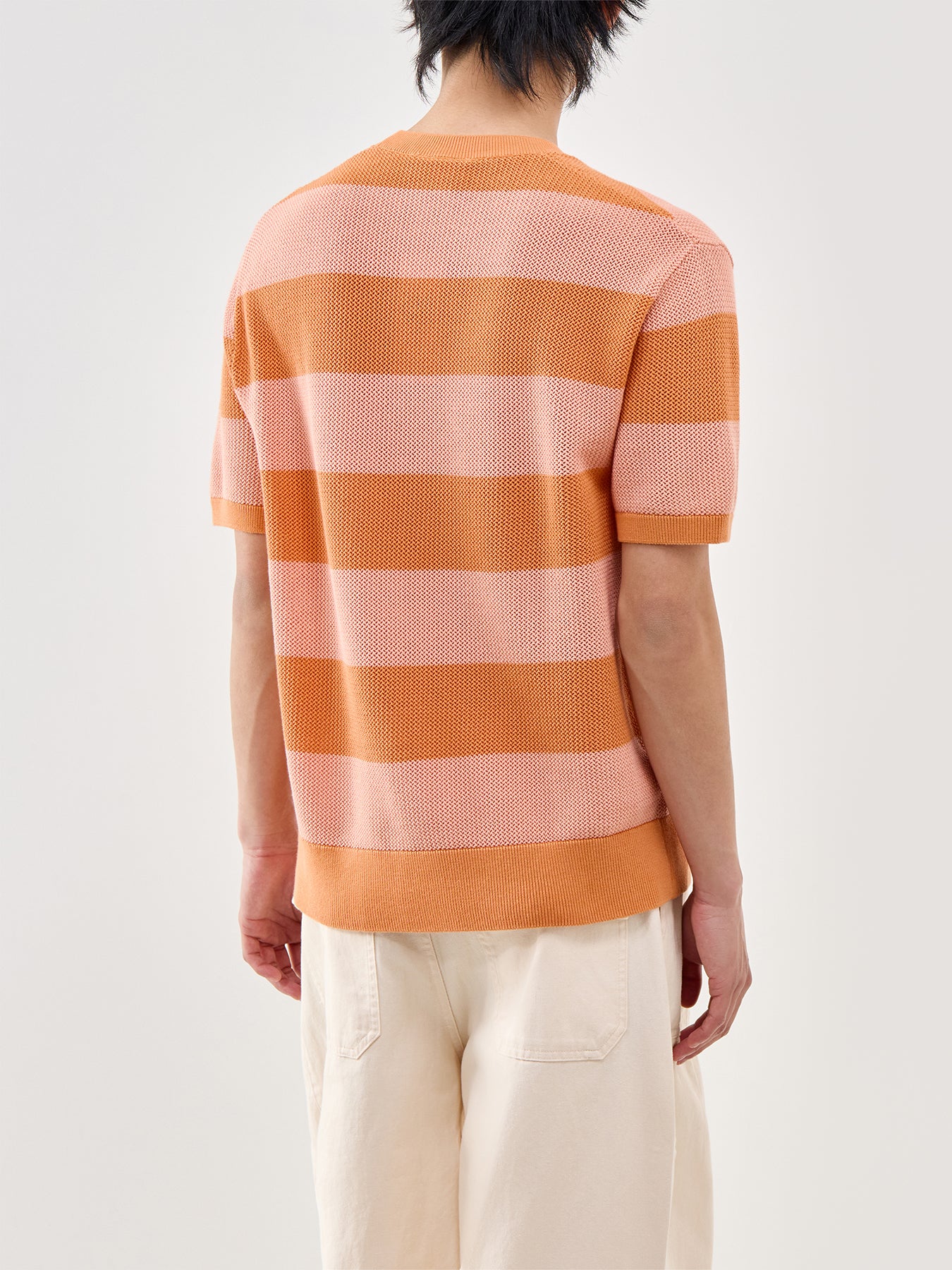 Crochet Stripe T-Shirt Orange - Image 5