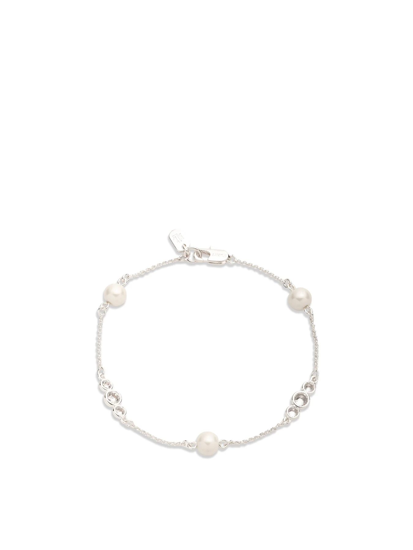 CZ Station Flex Bracelet Silver