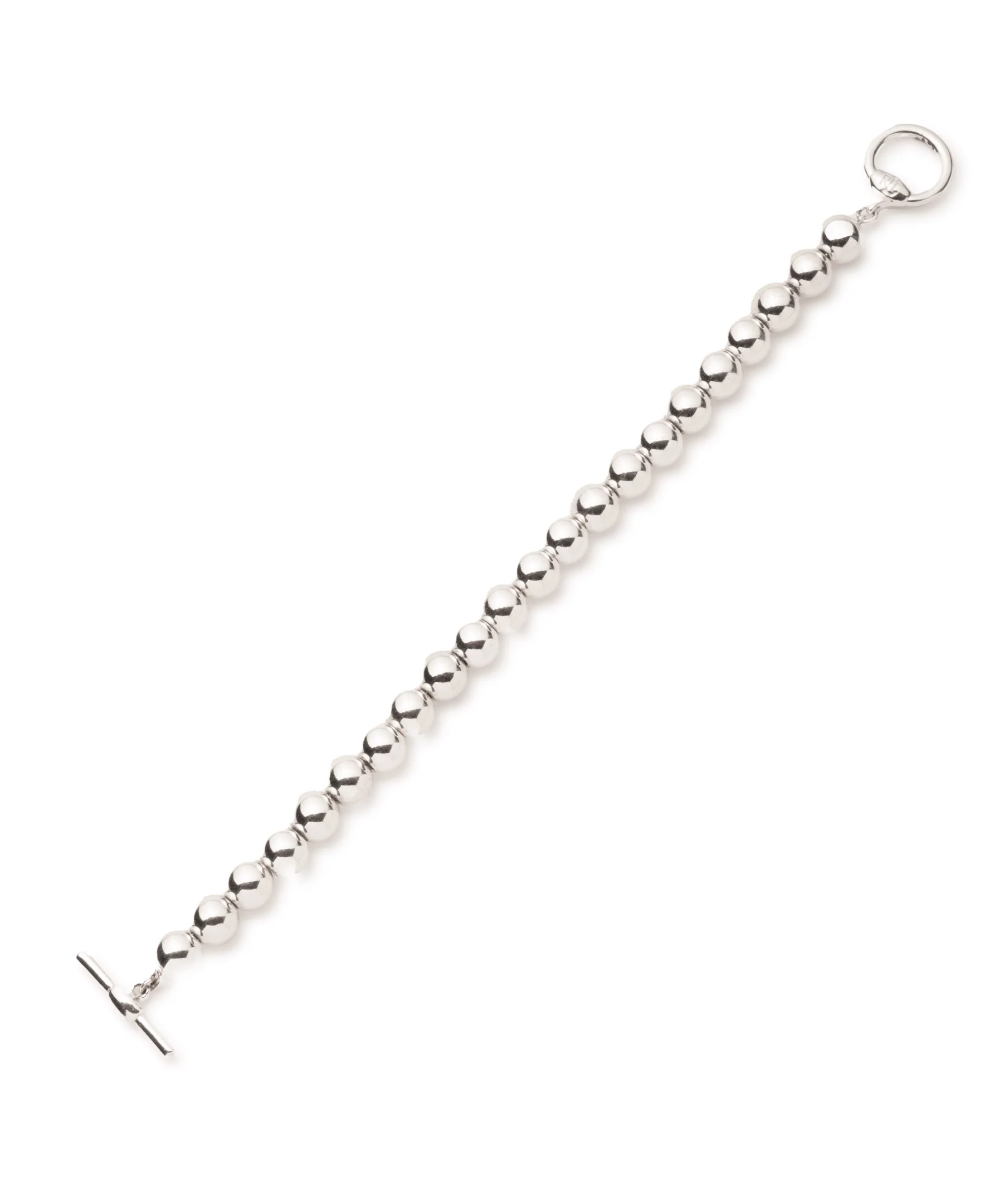 Silver Tone Beaded Bracelet with Toggle Clasp - Image 2