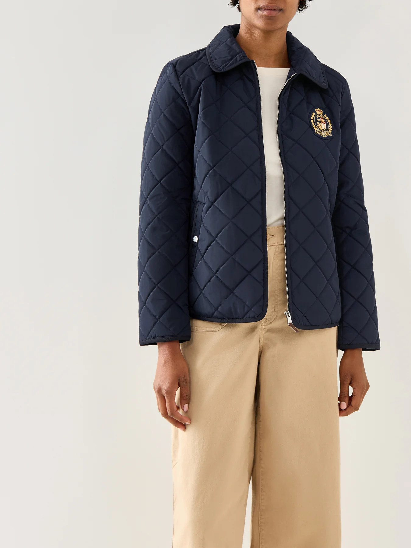 Crest Patch Diamond Quilted Jacket - Image 4