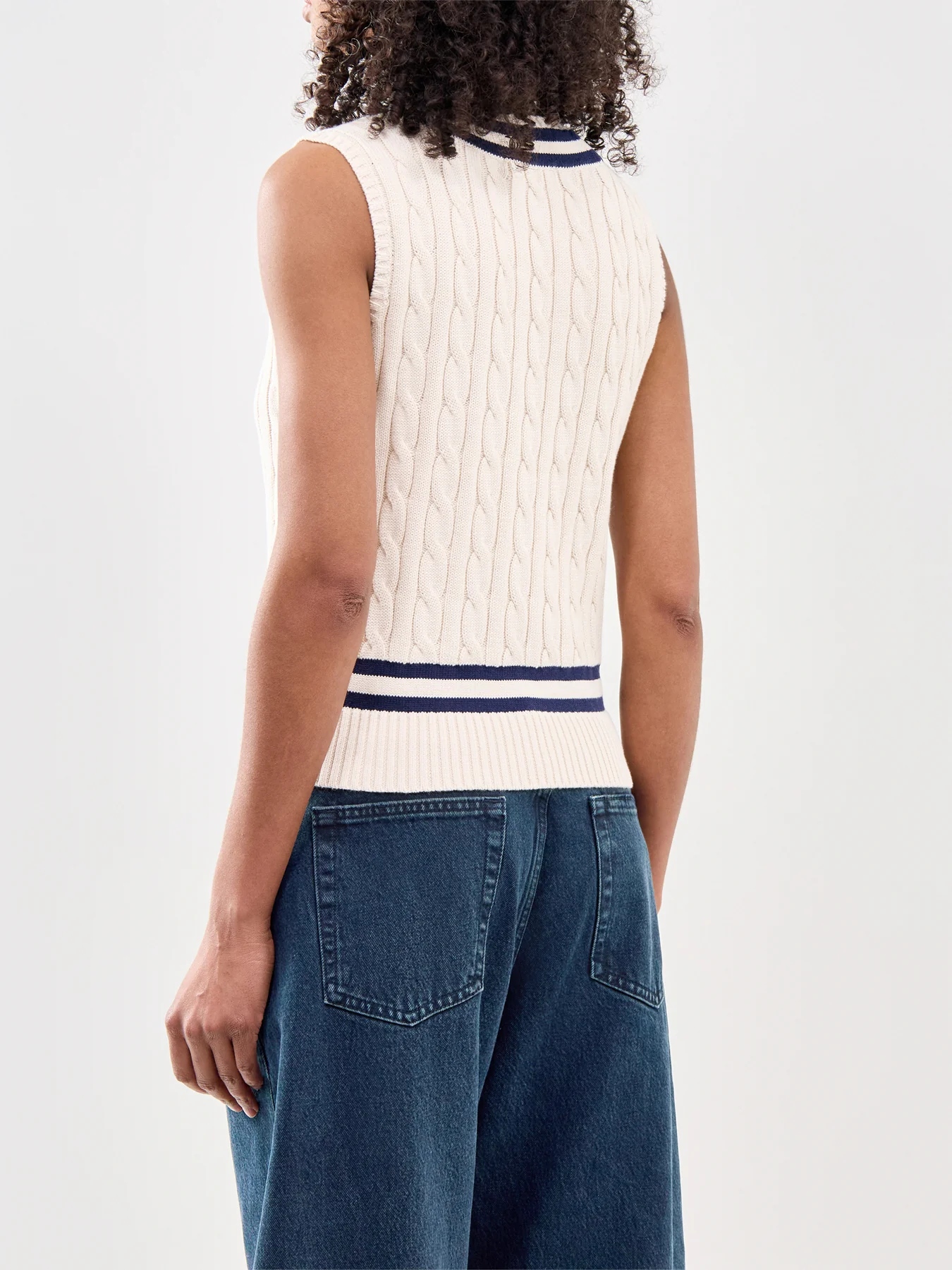 Cotton Sleeveless Vest Cream - Image 5