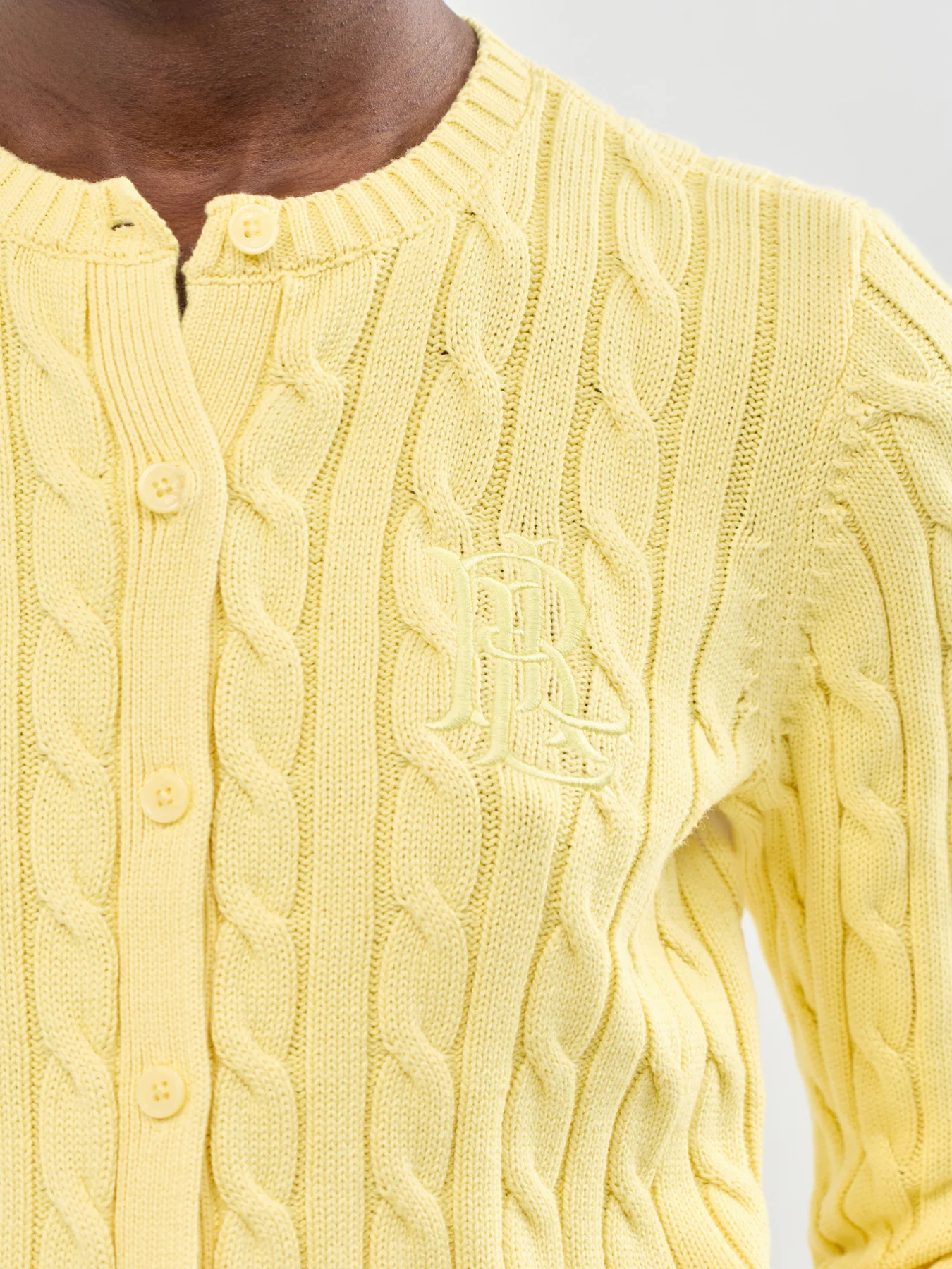 Ralhan Cable Knit Cardigan Yellow - Image 3