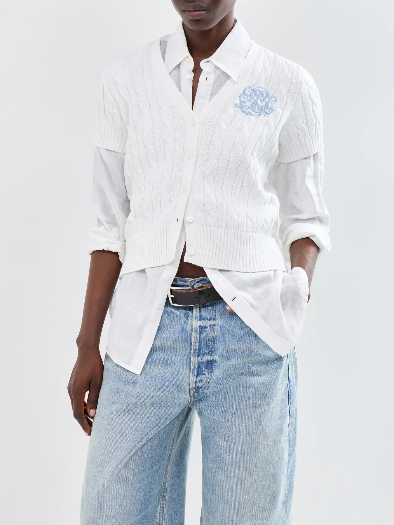 Cable Knit Cardigan White - Image 4