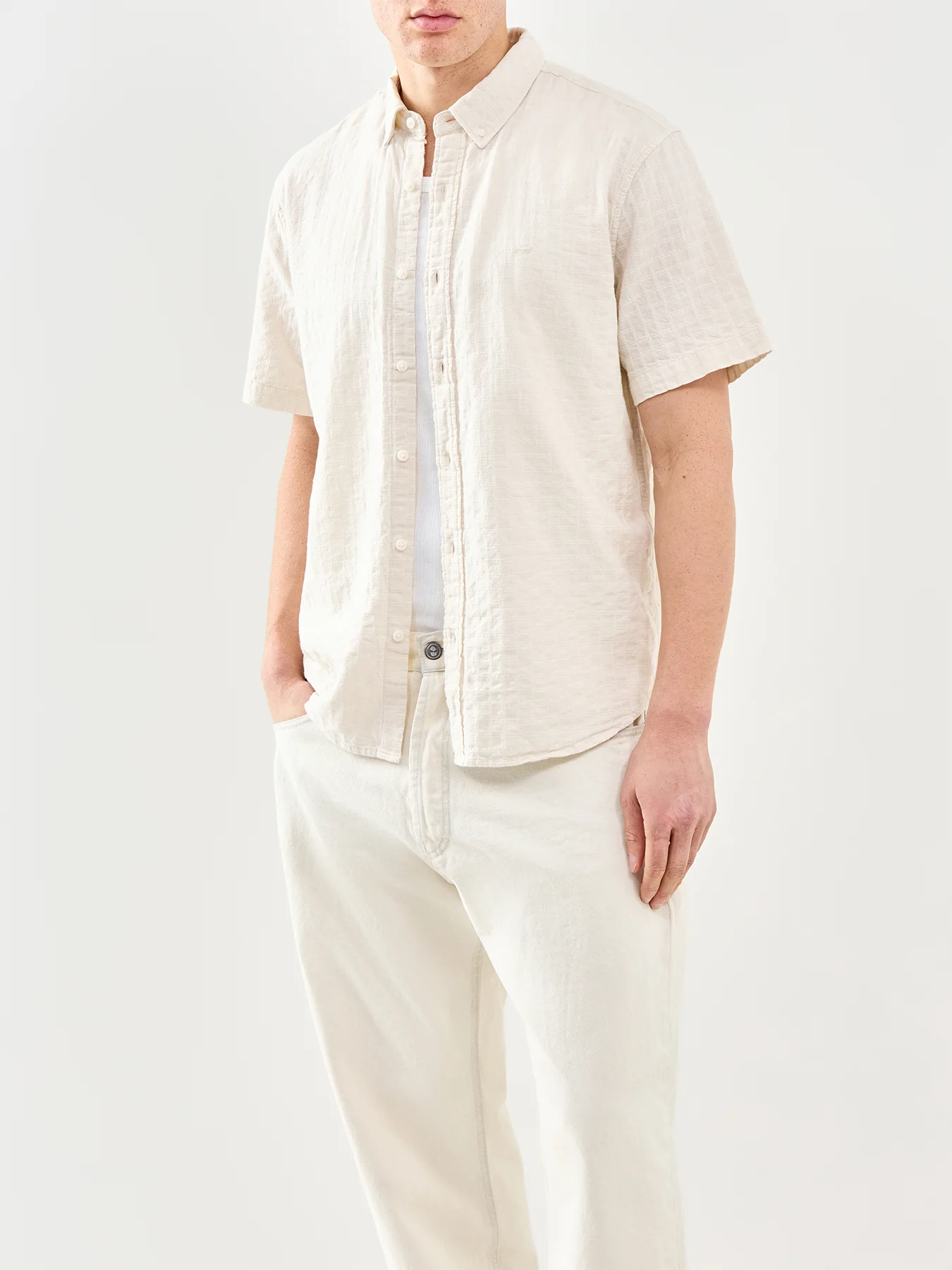 Authentic Button Down Short Sleeve Shirt White - Image 4