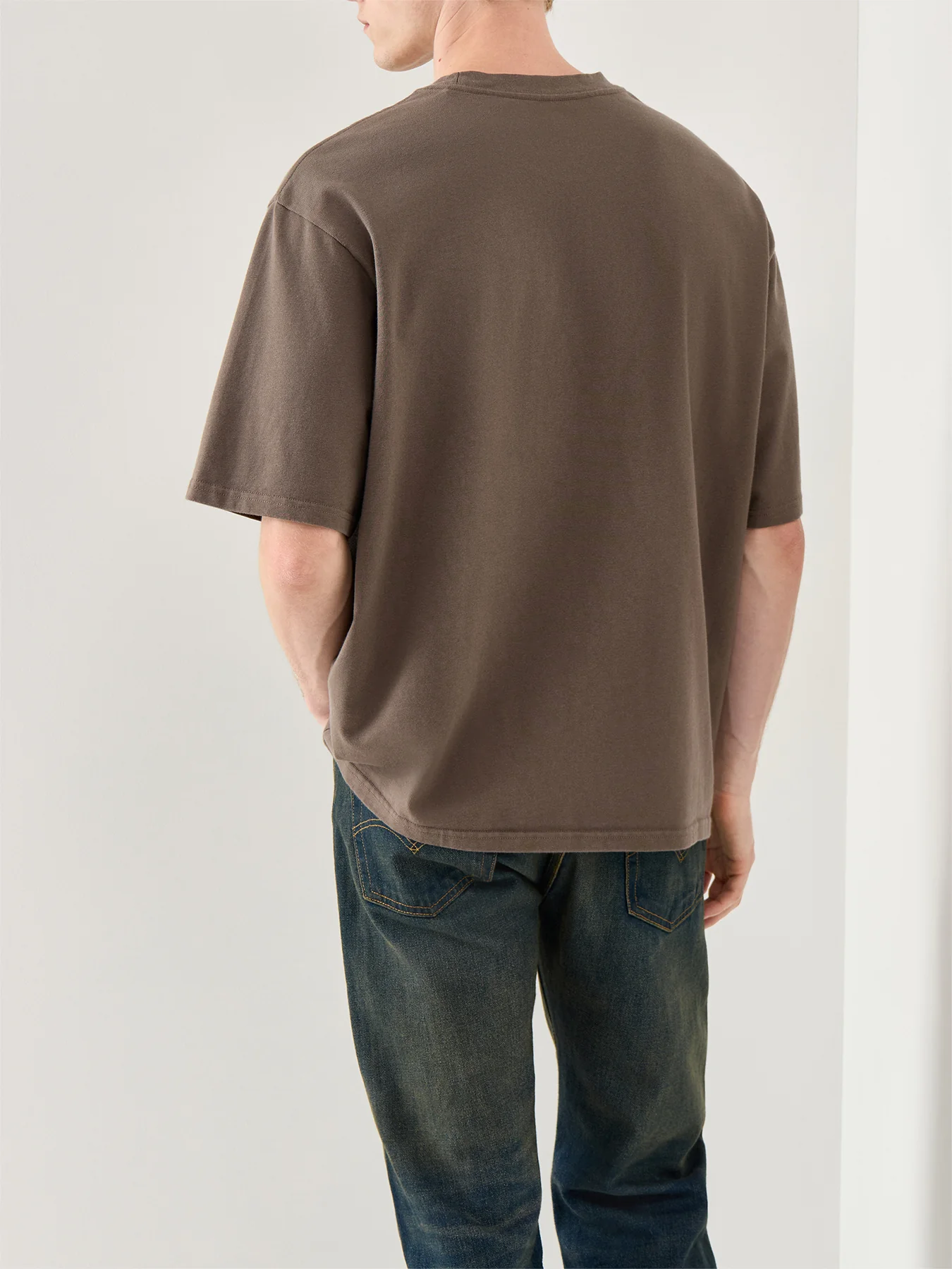 Half Sleeve Cotton Tee Brown - Image 5