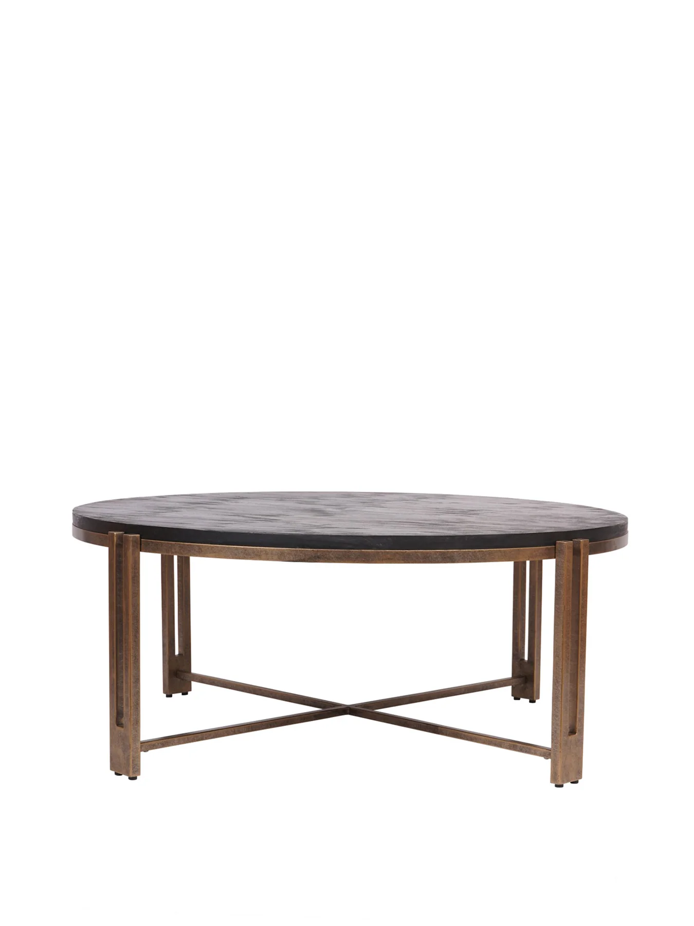 Dalston Sandblasted Wood and Champagne Frame Coffee Table Black - Image 4