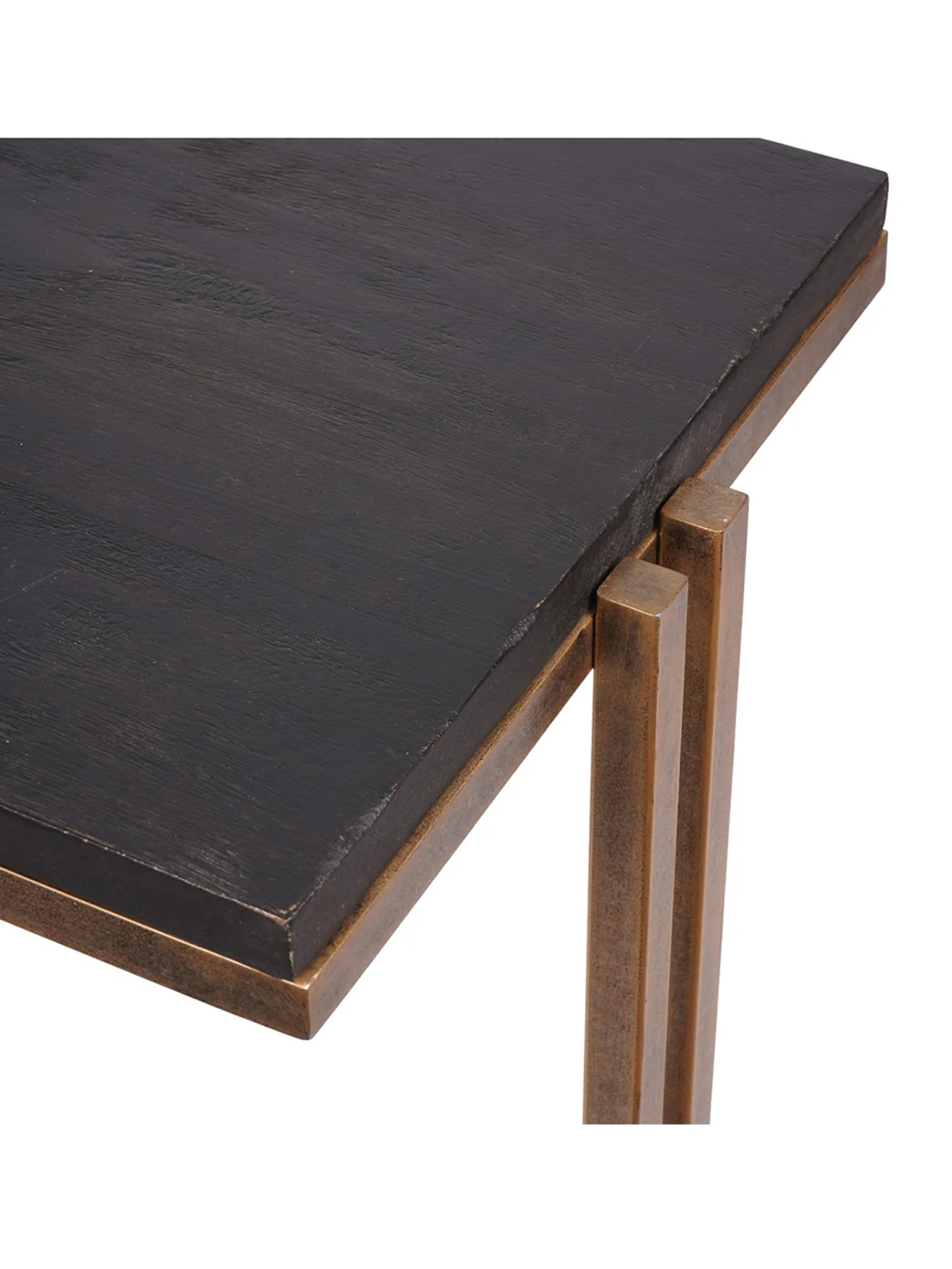 Dalston Sandblasted Wood and Champagne Frame Console Table Black - Image 3