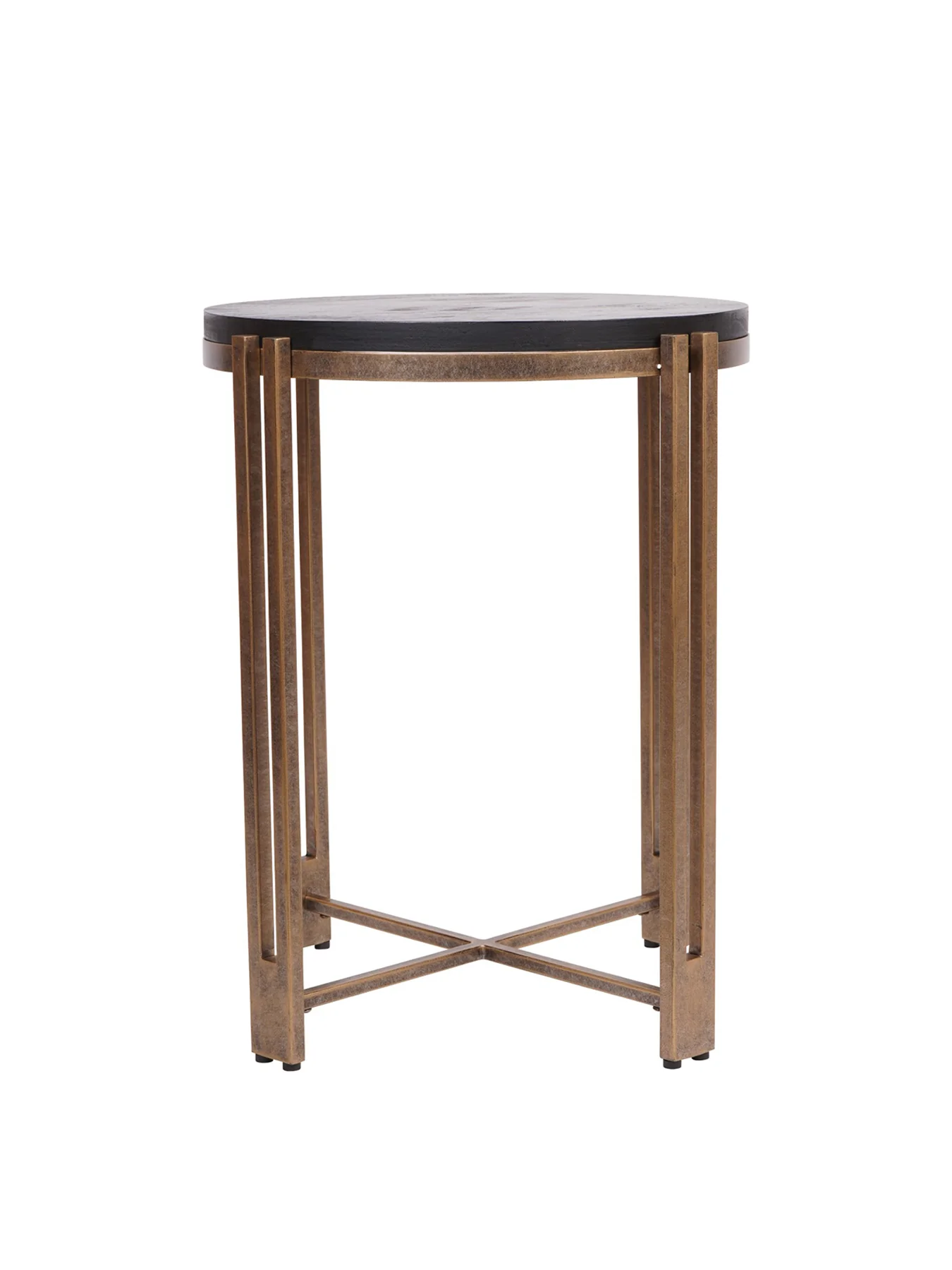 Dalston Sandblasted Wood and Champagne Frame Side Table Black - Image 3
