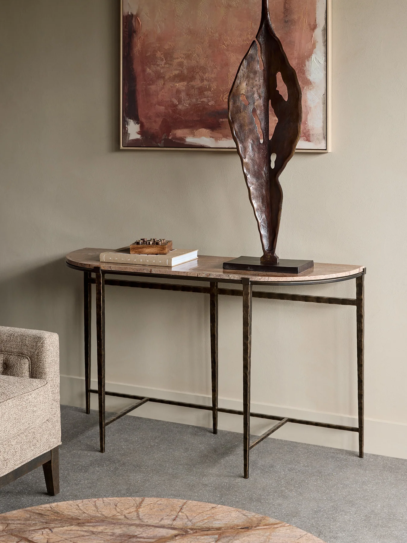 Leo Forest Brown Marble Console Table - Image 2