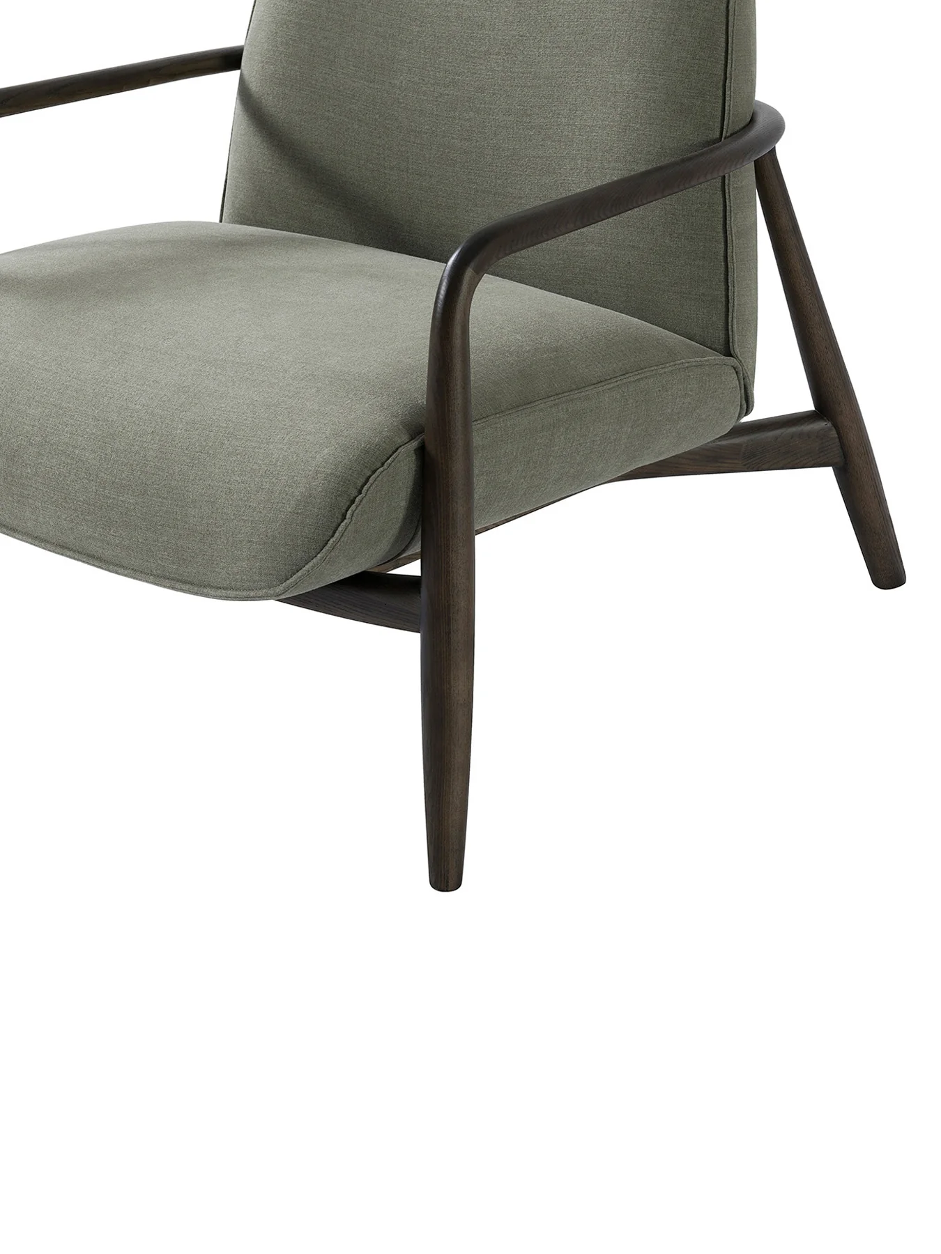 Egerton Occasional Chair With Wooden Arms Green Fabric - Image 4