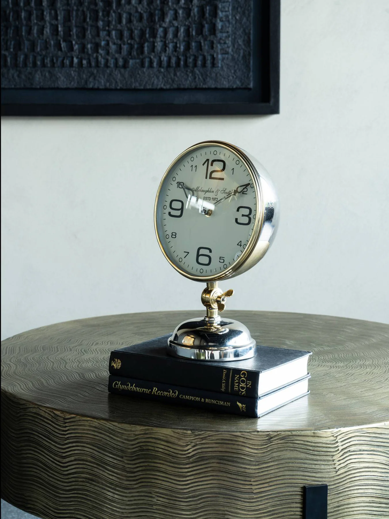 Stollard Silver Mantel Clock with Gold Accents - Image 2