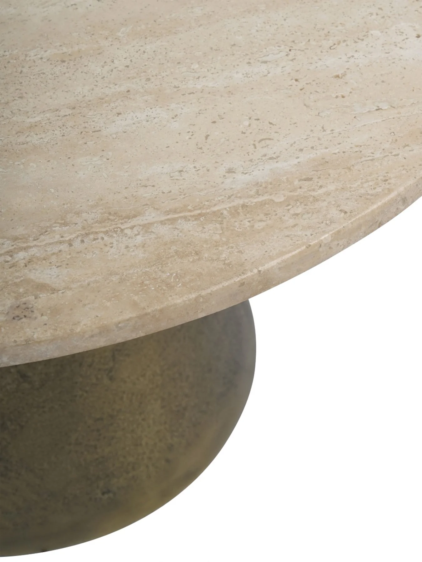 Clifton II Antique Brass and Light Travertine Coffee Table - Image 4