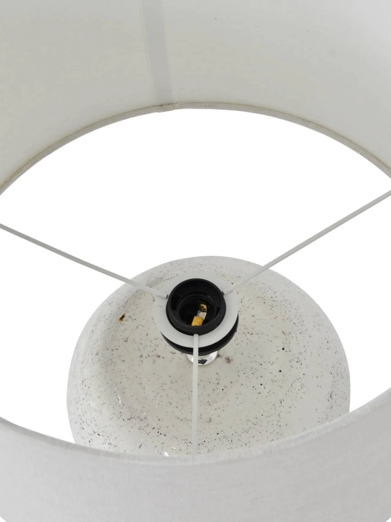 White Speckle Terracotta Table Lamp with Shade - Image 3