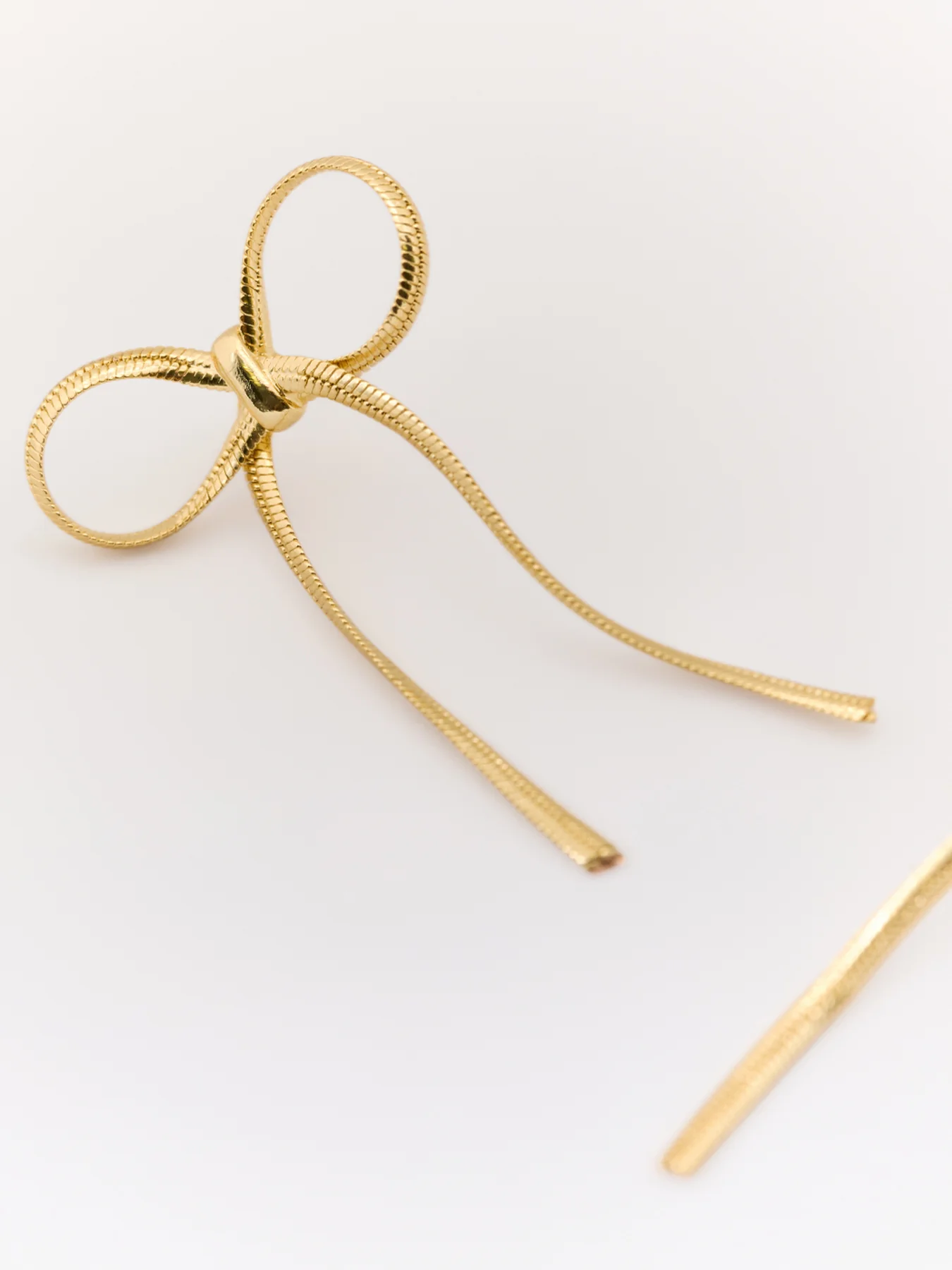 Bow Snake Chain Stud Earrings Gold - Image 4