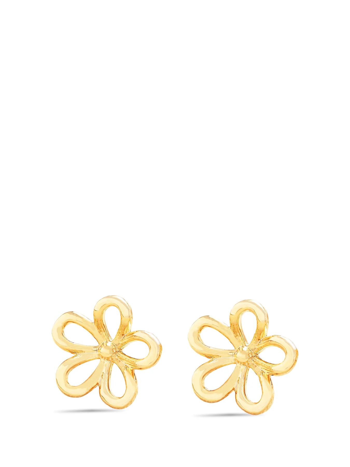 Flower Outline Stud Earrings In Gold With Flower Backs Gold