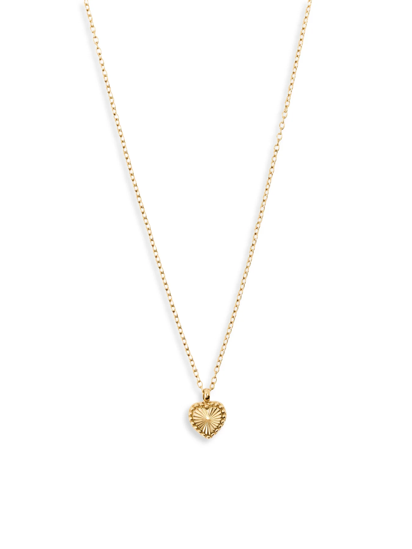 Tiny Antiqued Heart Pendant Necklace Gold