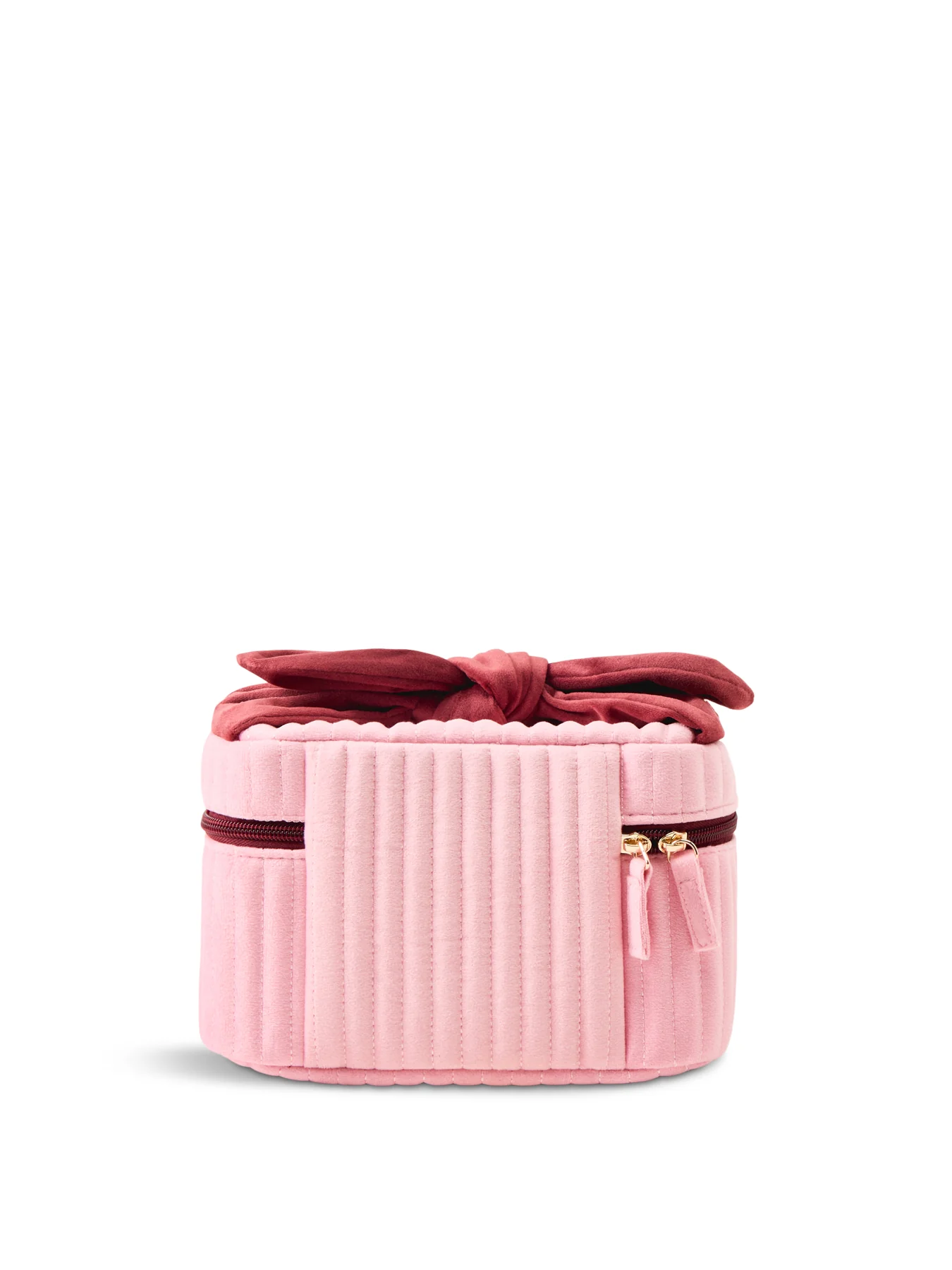 Velvet Bow Vanity Makeup Bag Pink - Image 2