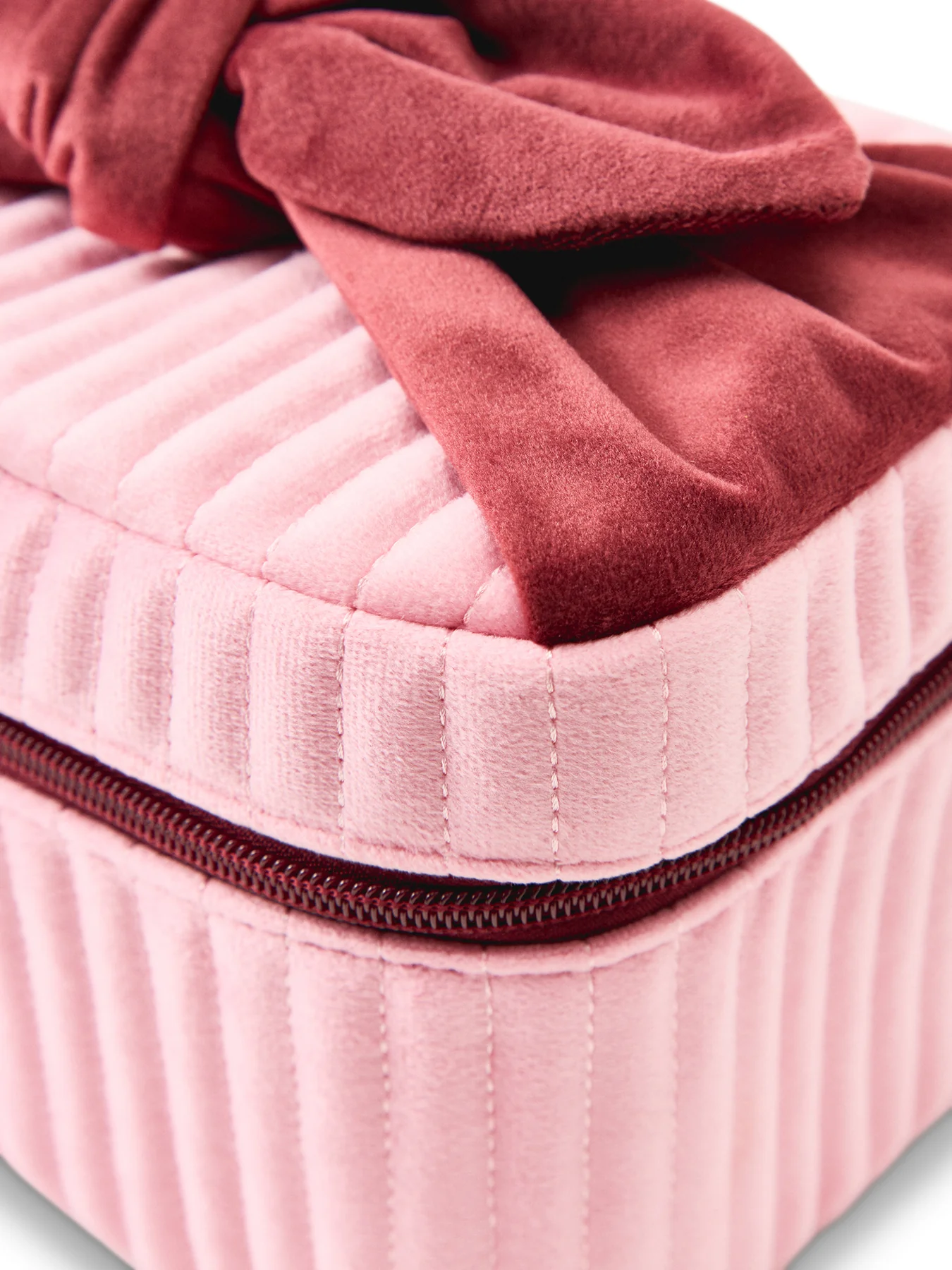 Velvet Bow Vanity Makeup Bag Pink - Image 4