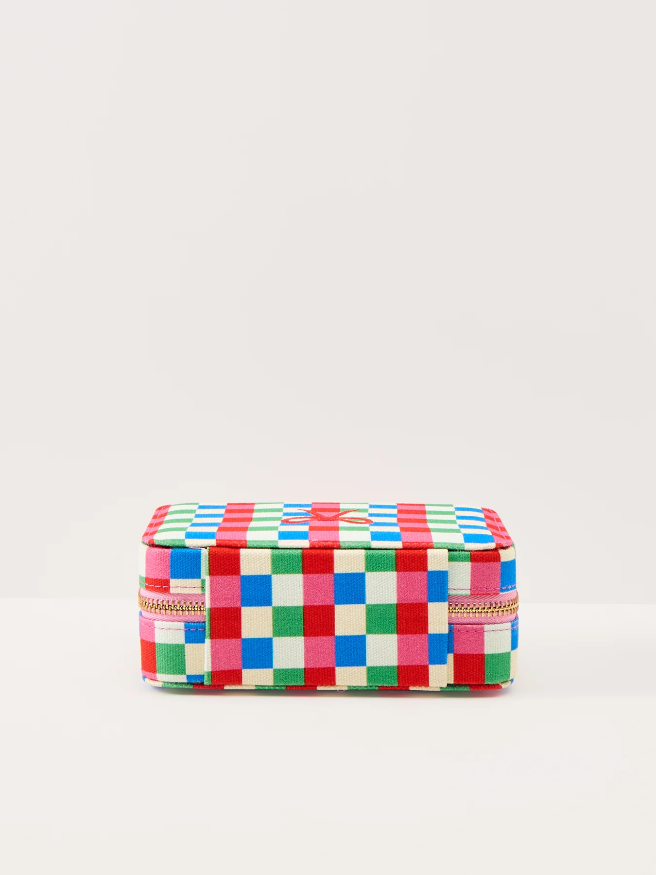 Checkerboard Linen Travel Jewellery Case - Image 2