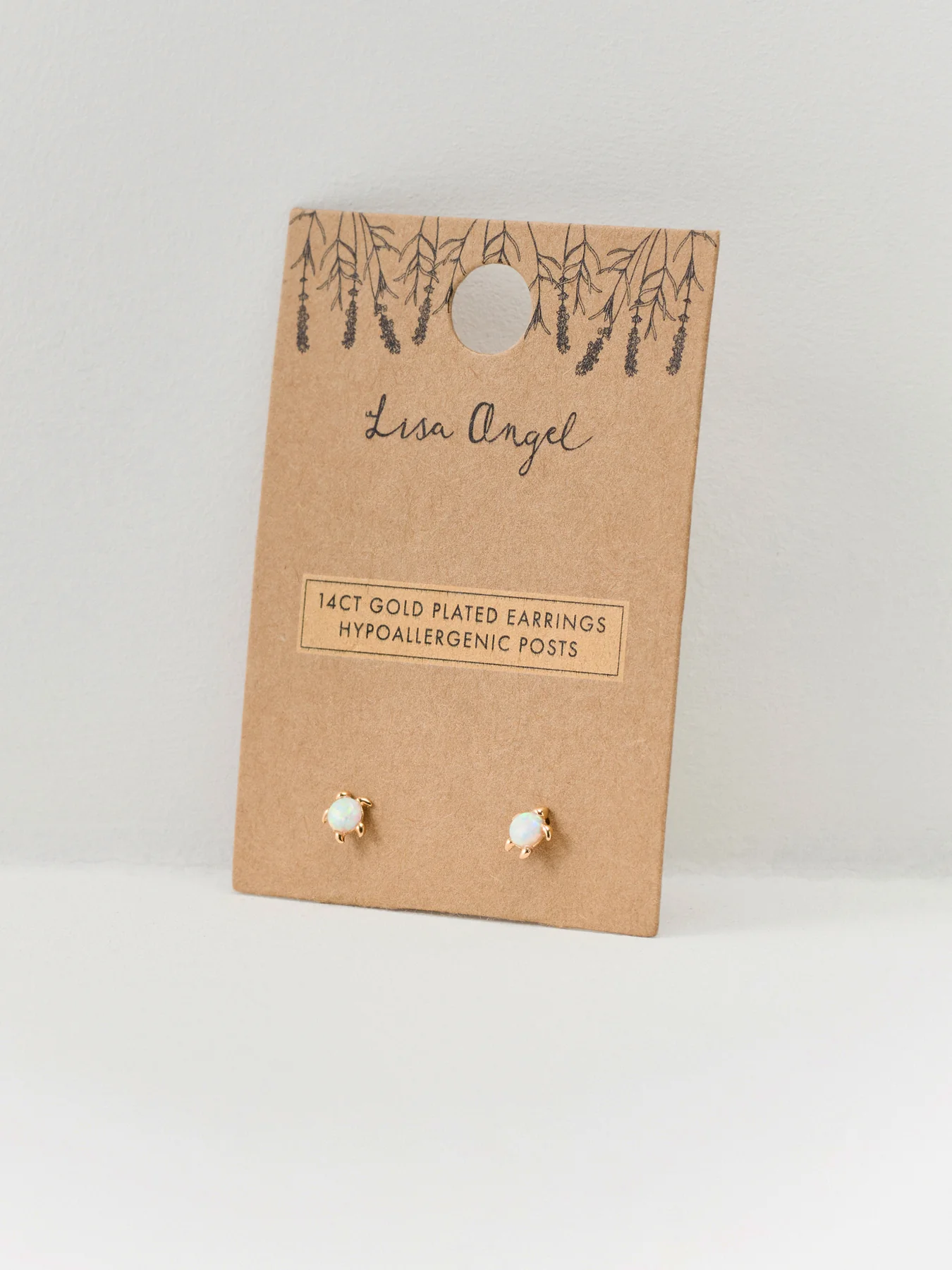 Opal Stone Turtle Stud Earrings Gold - Image 4