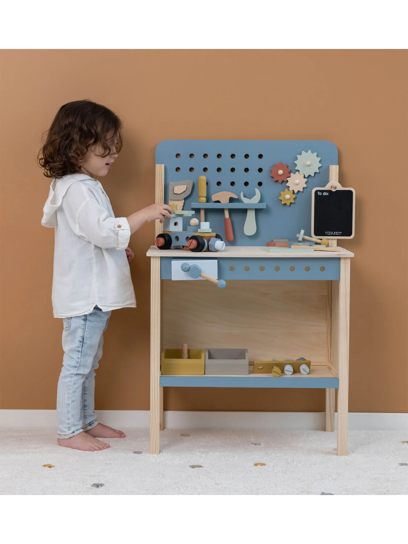 Kids Little Dutch Wooden Workbench with Tools - Image 2
