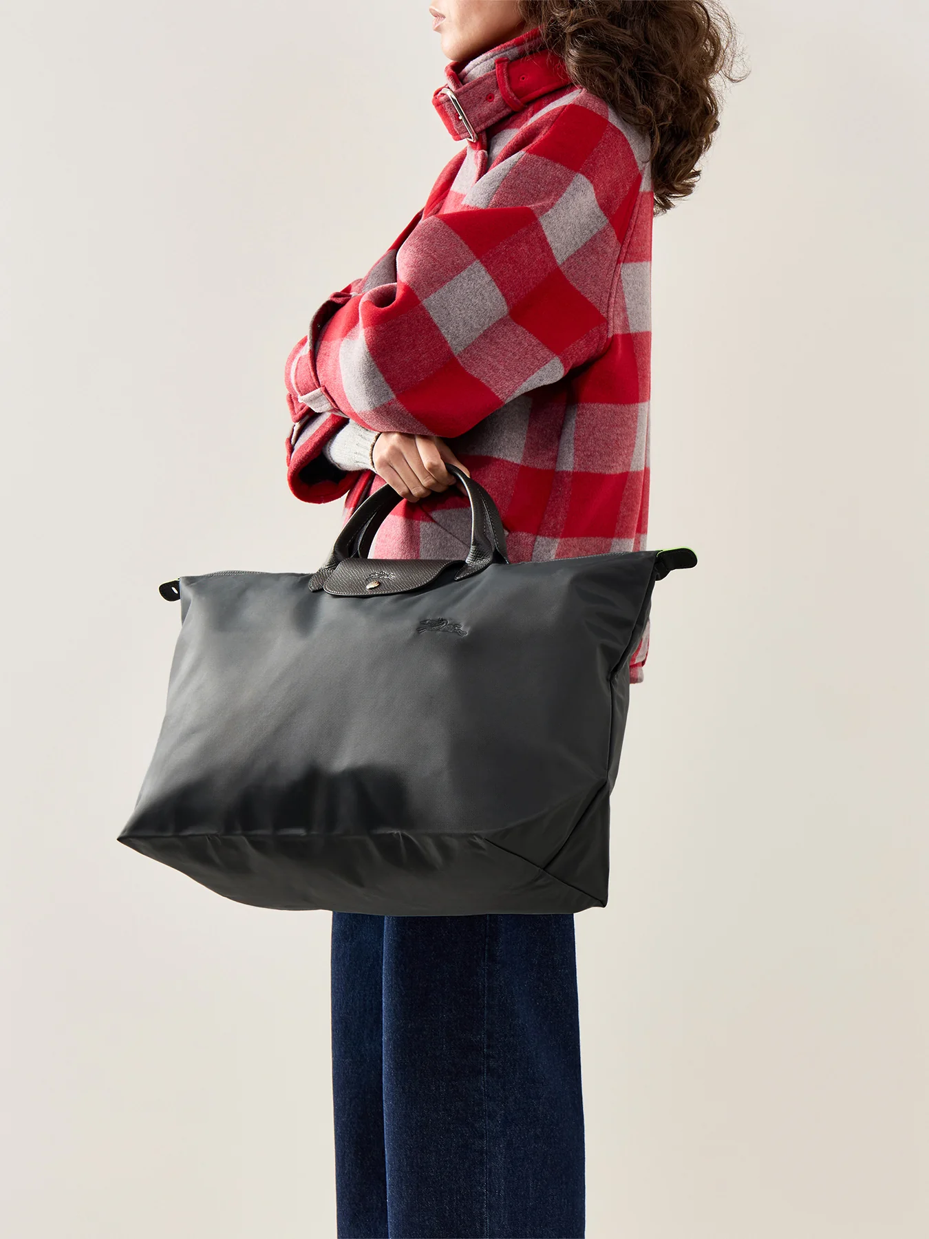Le Pliage Green Large Travel Bag Graphite - Image 2