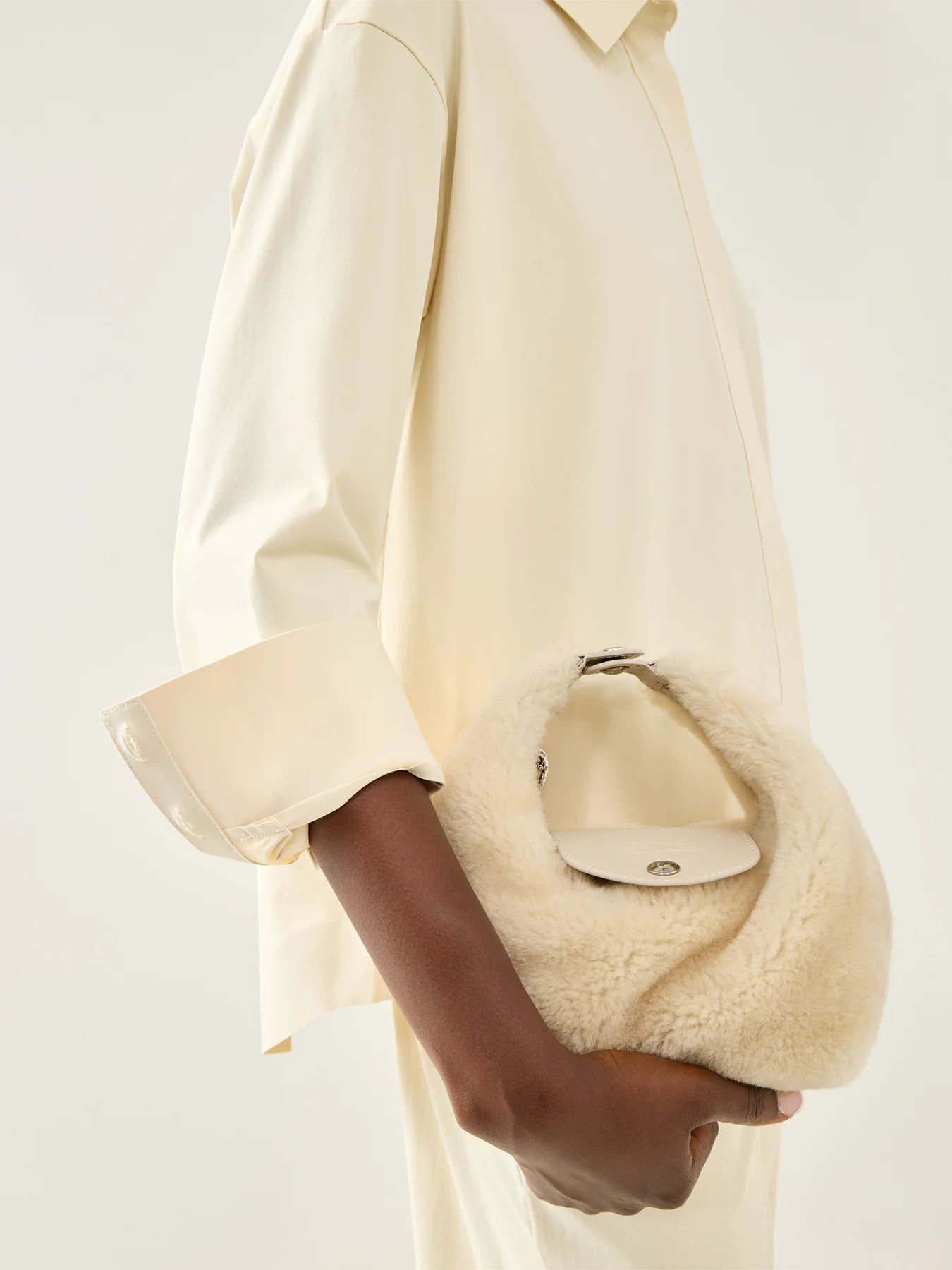Le Pliage Xtra Shearling Handbag Extra Small Ecru - Image 2