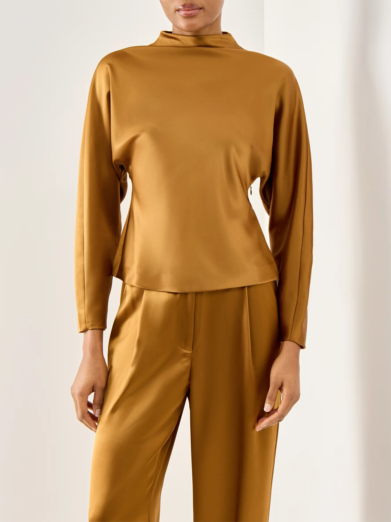 Zora Barrel Sleeve Satin Blouse - Image 4