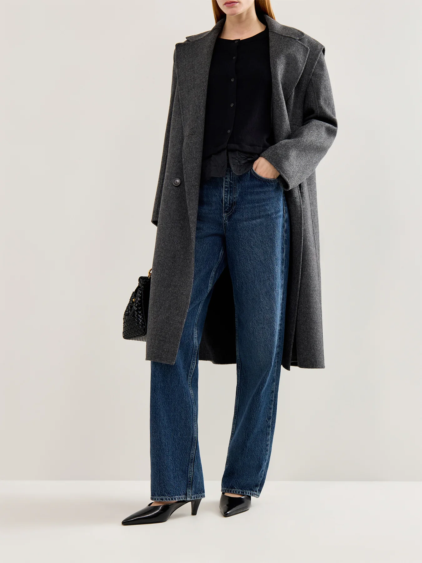 Button Through Cardigan with Taffeta Trim Black - Image 2