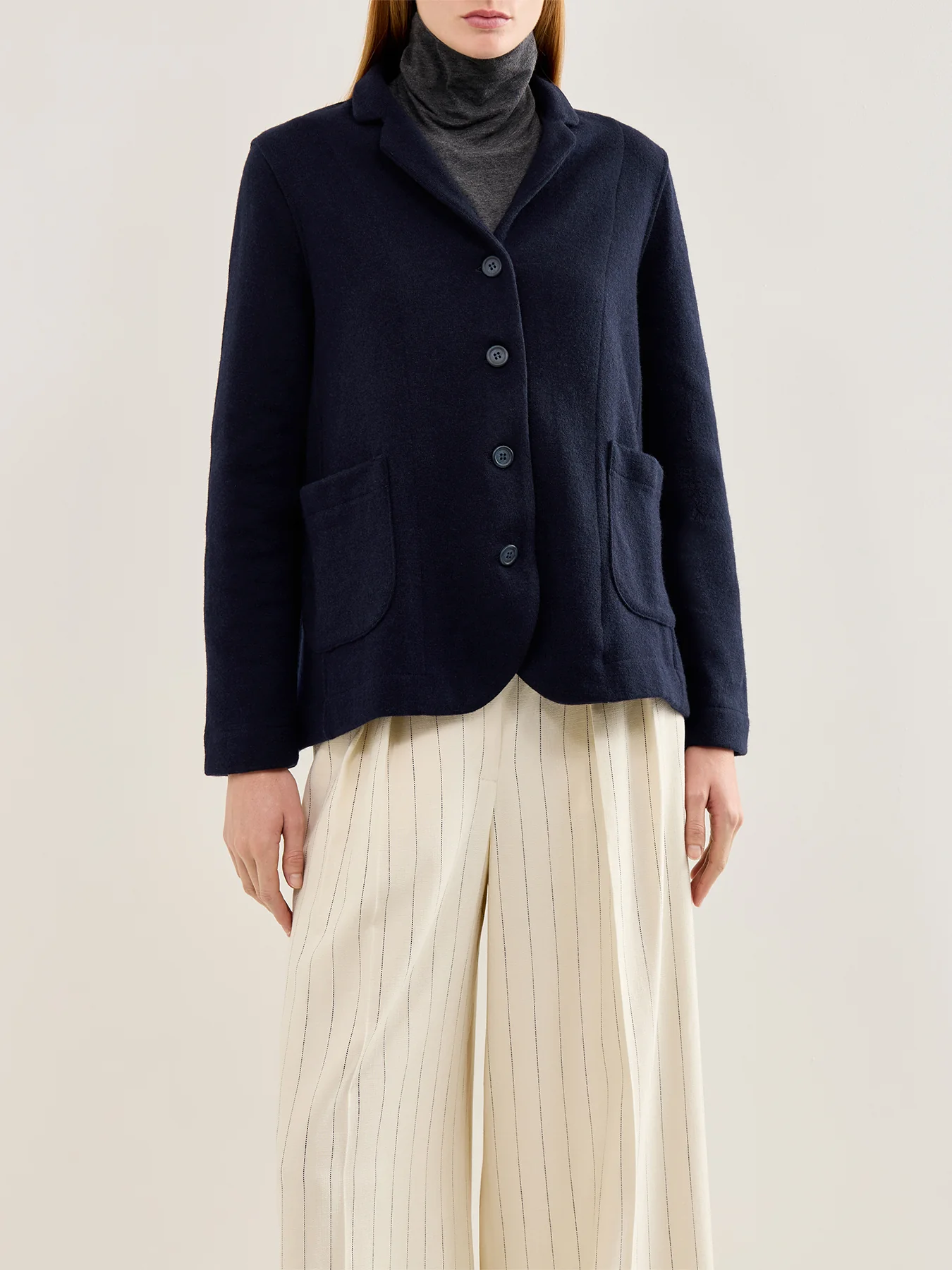 Knitted Blazer Navy - Image 4